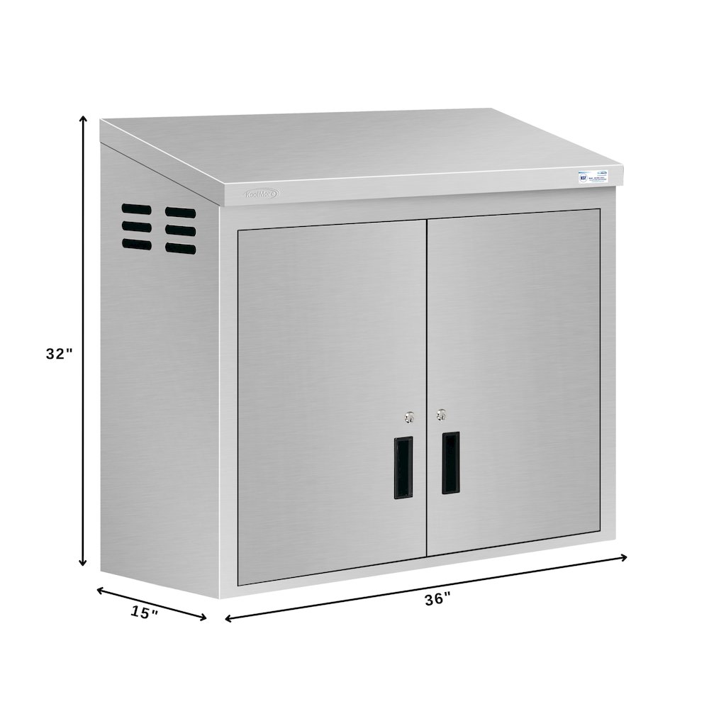 36 in. Kitchen Wall Cabinet with Hinged Doors and 2 shelves in Stainless-Steel. Picture 4