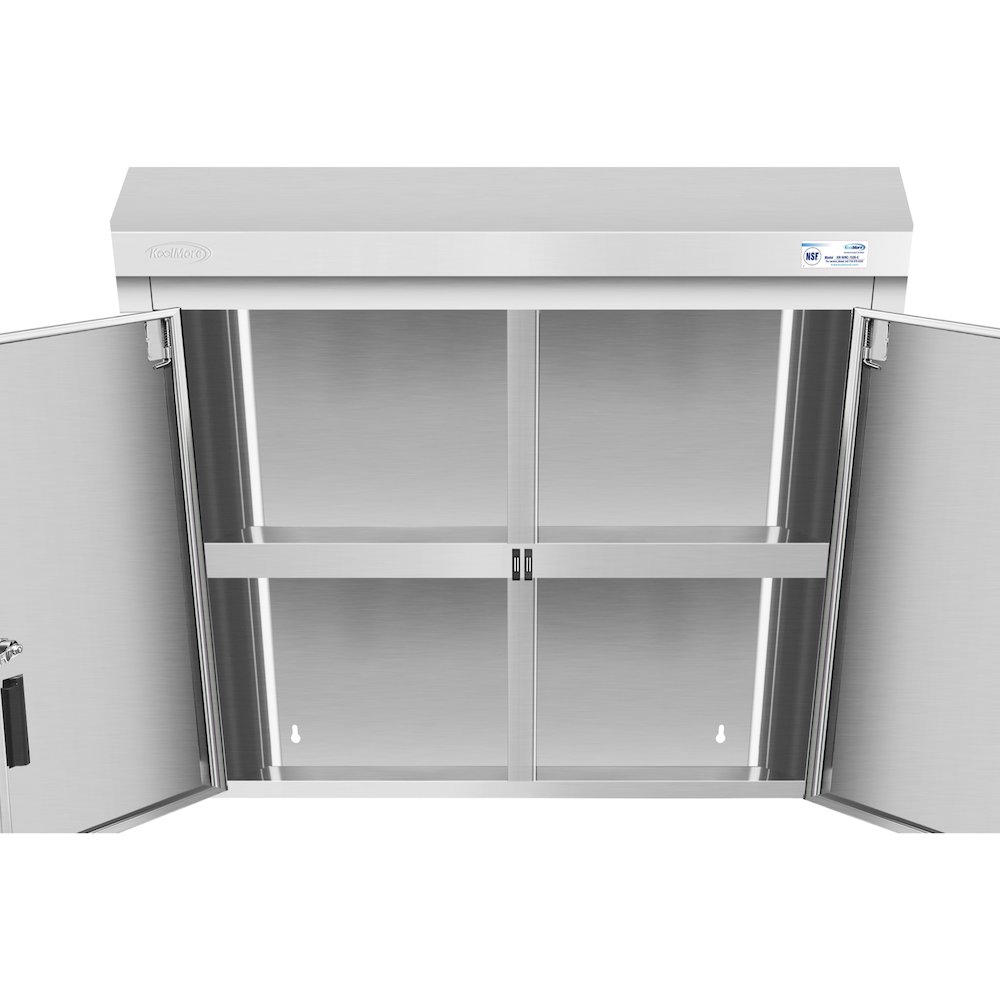 36 in. Kitchen Wall Cabinet with Hinged Doors and 2 shelves in Stainless-Steel. Picture 7