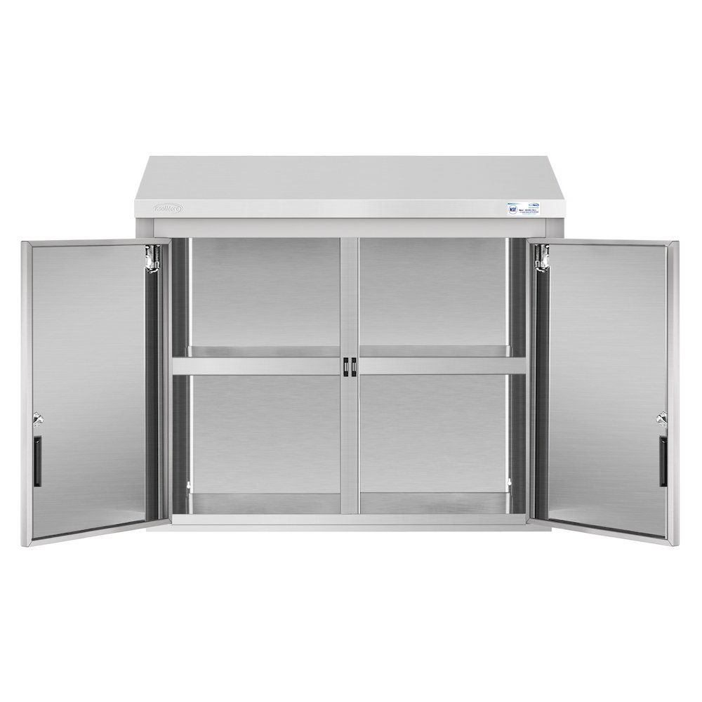 36 in. Kitchen Wall Cabinet with Hinged Doors and 2 shelves in Stainless-Steel. Picture 11