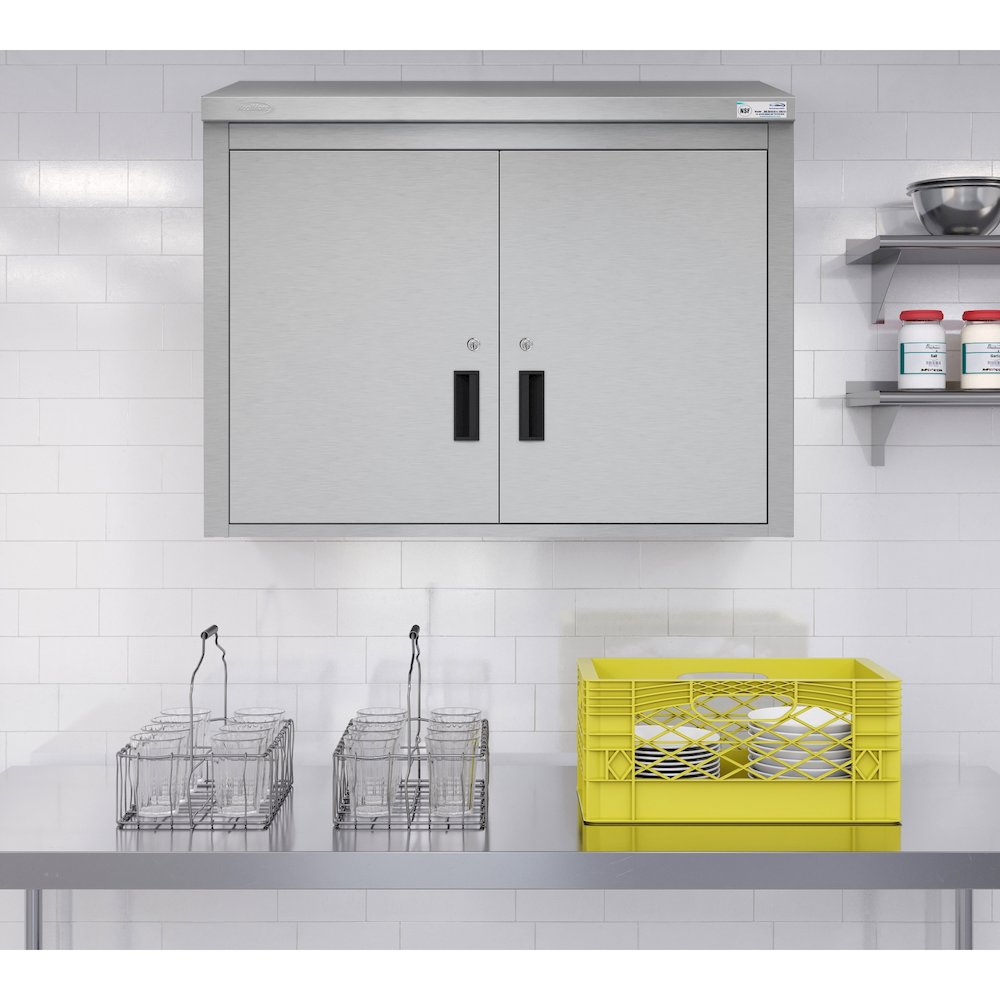 36 in. Kitchen Wall Cabinet with Hinged Doors and 2 shelves in Stainless-Steel. Picture 5
