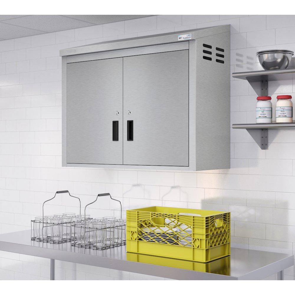 36 in. Kitchen Wall Cabinet with Hinged Doors and 2 shelves in Stainless-Steel. Picture 6