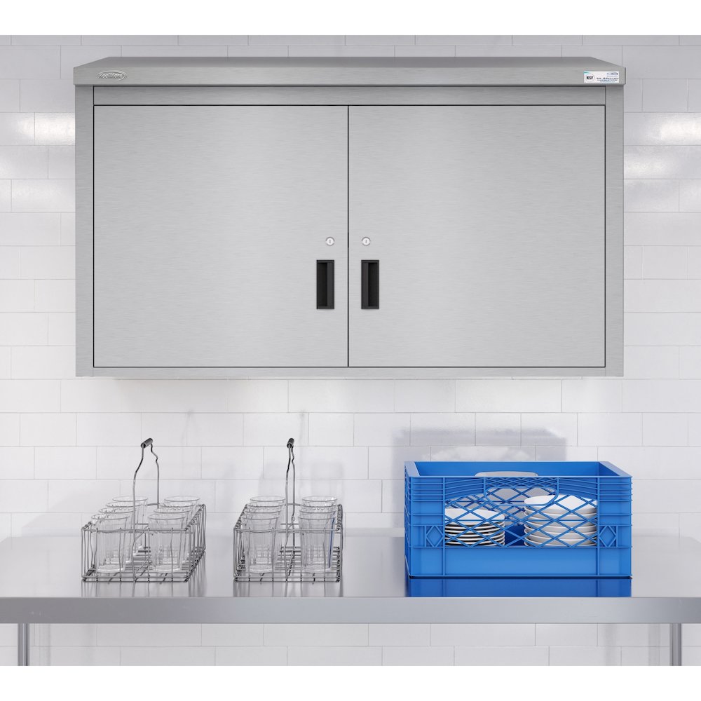 48 in. Kitchen Wall Cabinet with Hinged Doors and 2 shelves in Stainless-Steel. Picture 5