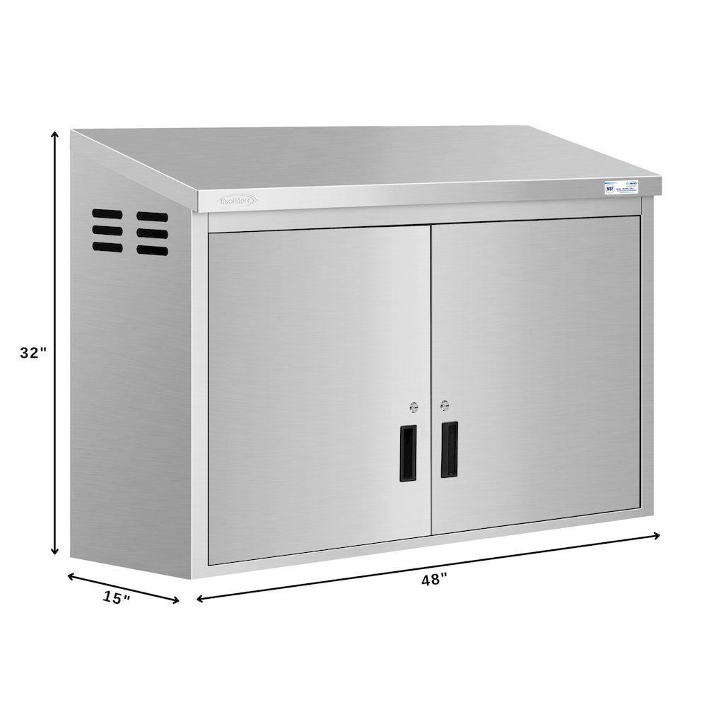 48 in. Kitchen Wall Cabinet with Hinged Doors and 2 shelves in Stainless-Steel. Picture 4