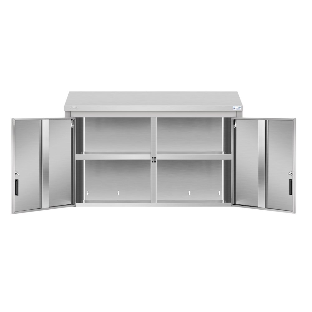 48 in. Kitchen Wall Cabinet with Hinged Doors and 2 shelves in Stainless-Steel. Picture 7