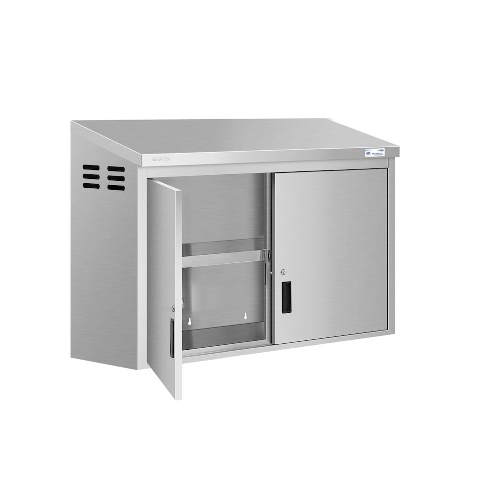 48 in. Kitchen Wall Cabinet with Hinged Doors and 2 shelves in Stainless-Steel. Picture 12
