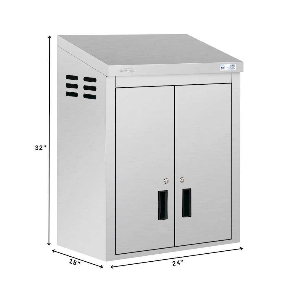 24 in. Kitchen Wall Cabinet with Hinged Doors and 2 shelves in Stainless-Steel. Picture 4