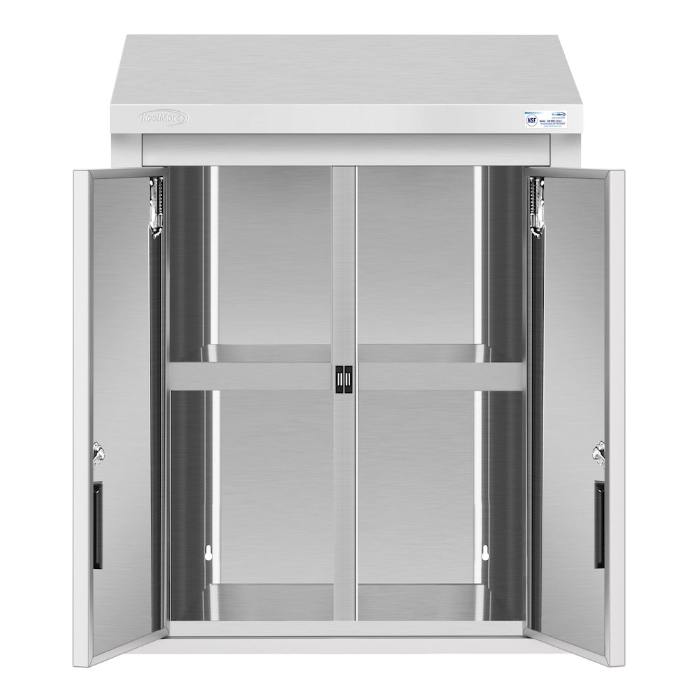 24 in. Kitchen Wall Cabinet with Hinged Doors and 2 shelves in Stainless-Steel. Picture 7