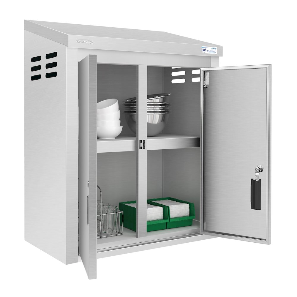 24 in. Kitchen Wall Cabinet with Hinged Doors and 2 shelves in Stainless-Steel. Picture 2