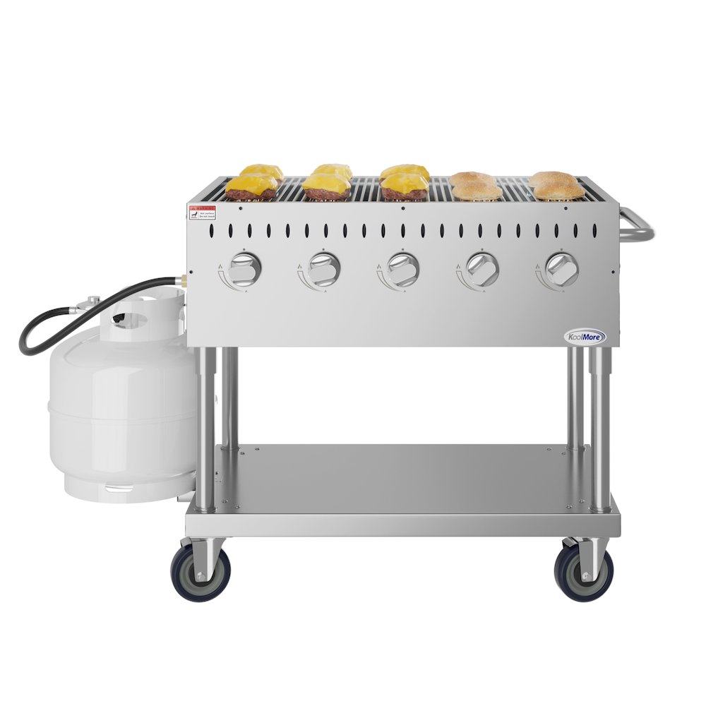 36 in. Commercial Mobile Outdoor Grill in Stainless Steel. Picture 3