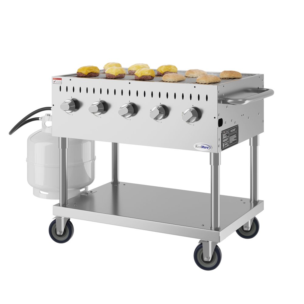 36 in. Commercial Mobile Outdoor Grill in Stainless Steel. Picture 1