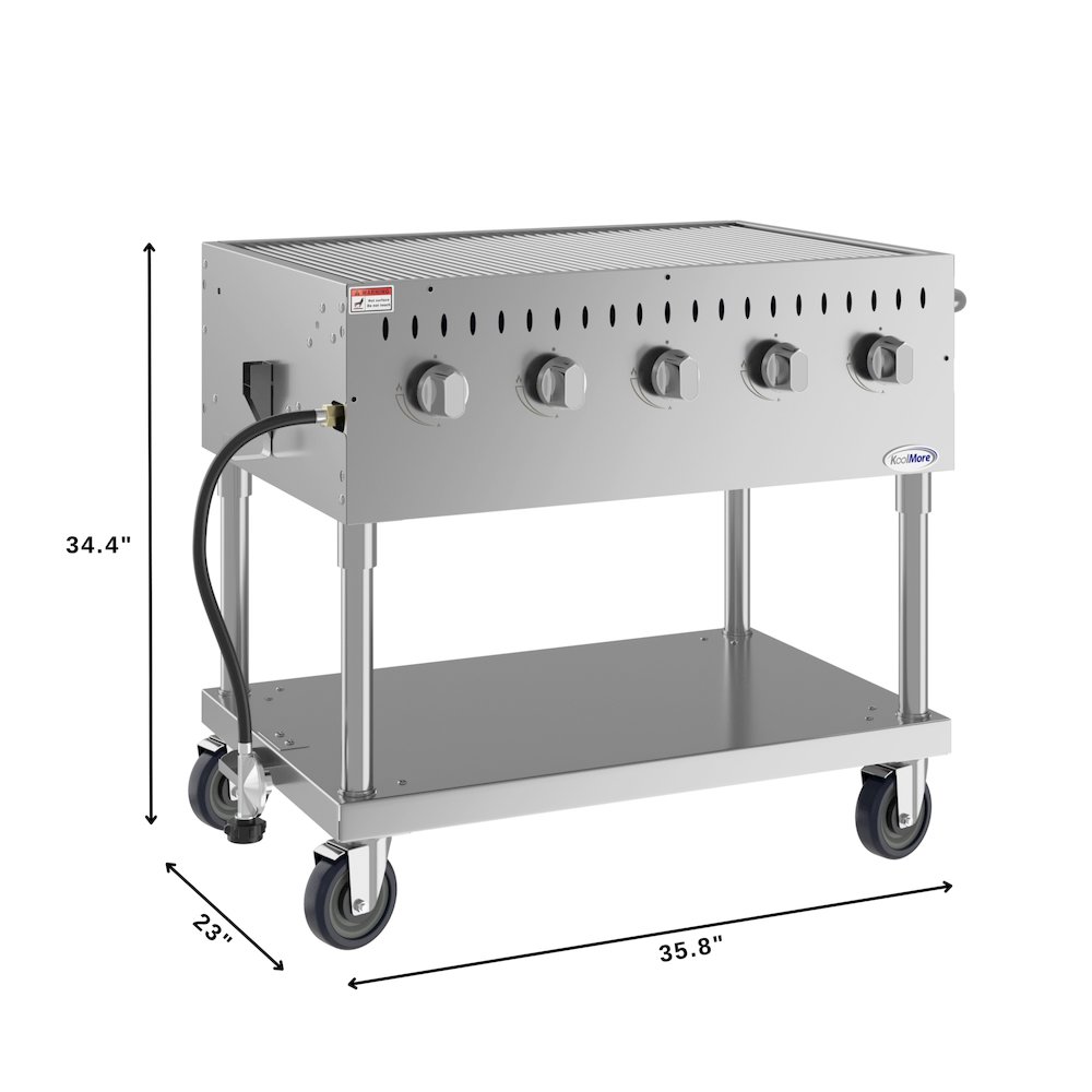 36 in. Commercial Mobile Outdoor Grill in Stainless Steel. Picture 2