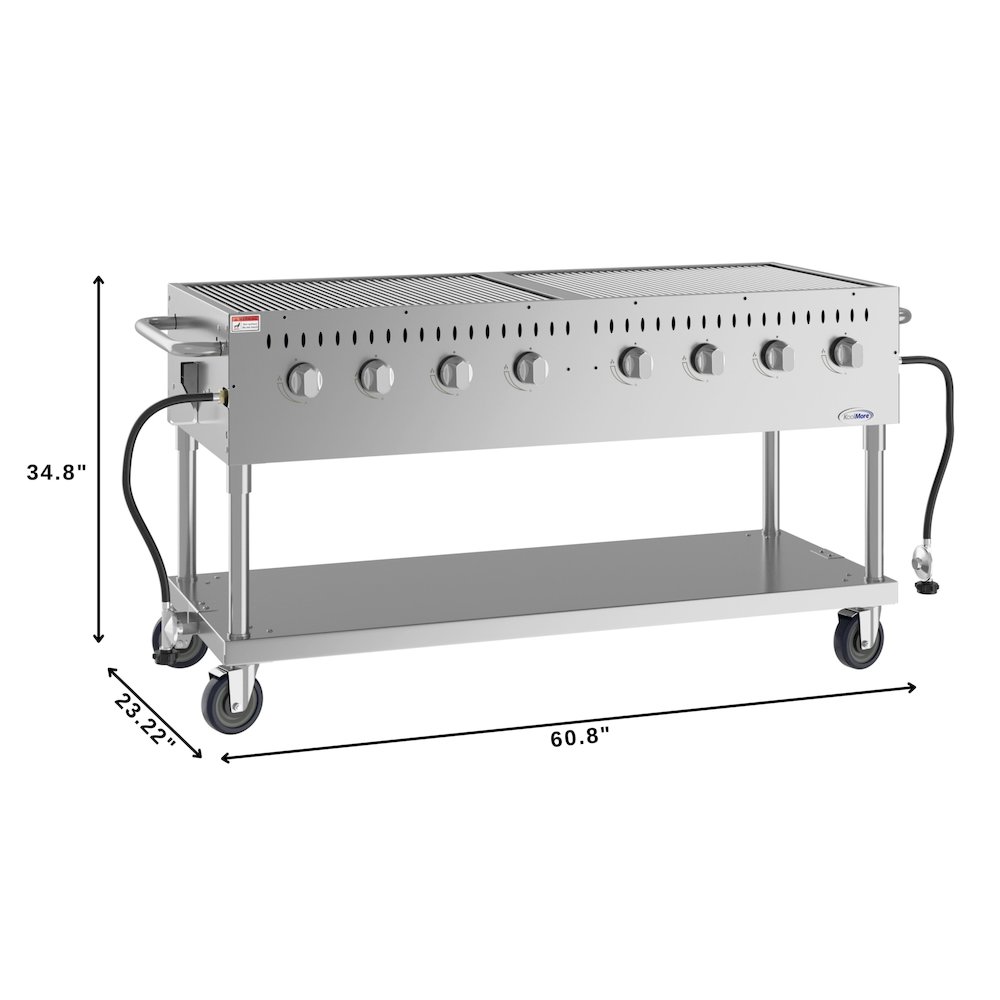 60 in. Mobile Outdoor Propane Gas Grill, ETL Listed in Stainless-Steel. Picture 1
