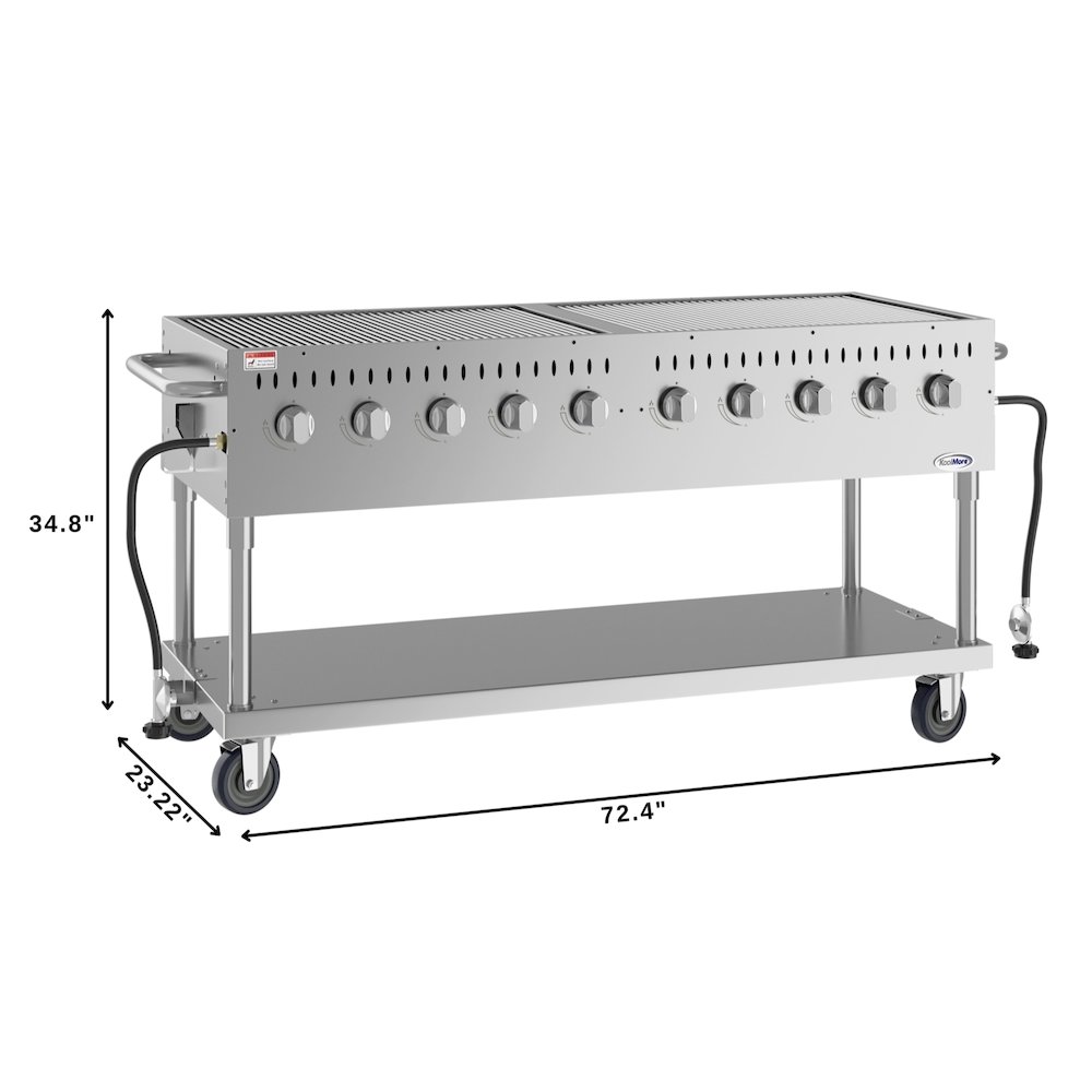 72 in. Mobile Outdoor Propane Gas Grill, ETL Listed in Stainless-Steel. Picture 2