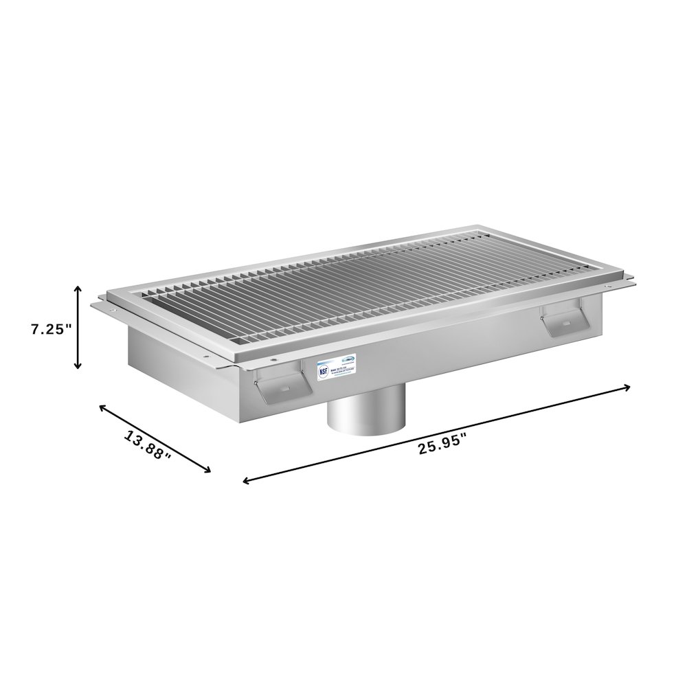 12" x 24" Stainless Steel Floor Trough Drain, 14-Gauge. Picture 1