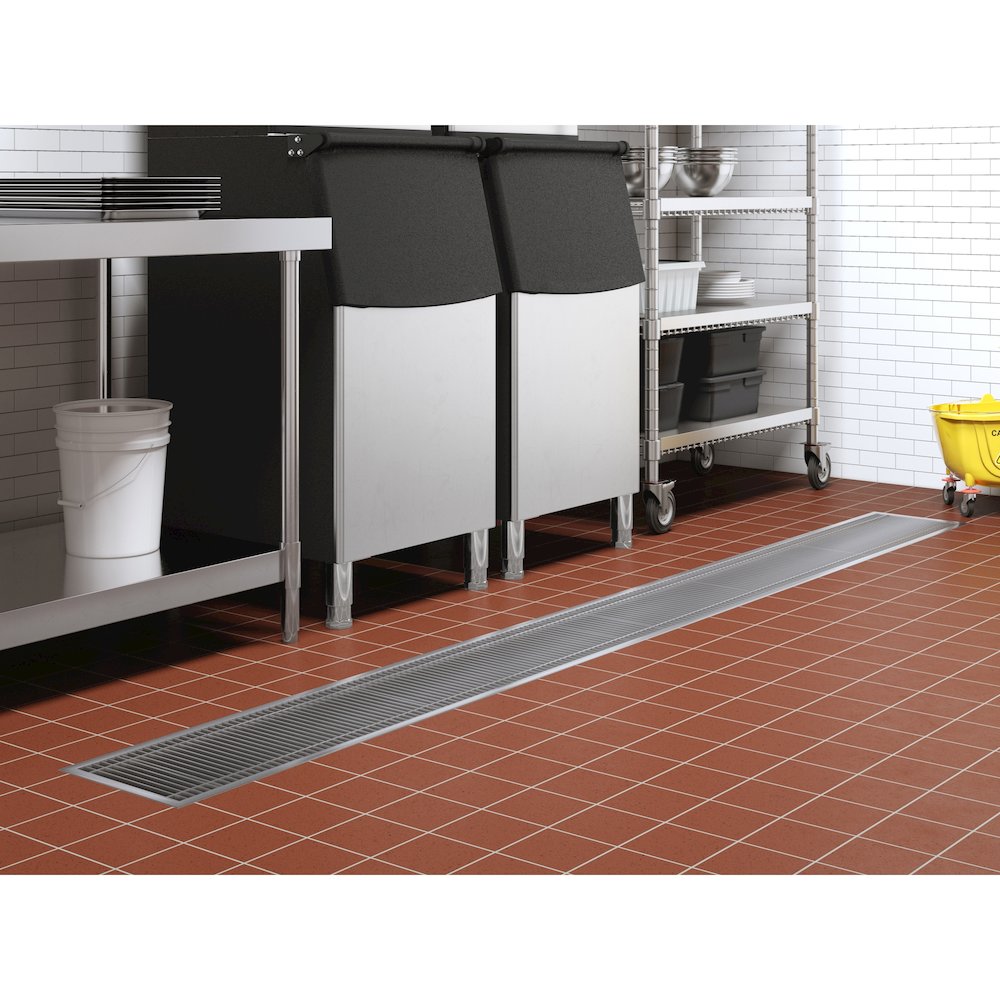 12" x 120" Stainless Steel Floor Trough Drain, 14-Gauge. Picture 2
