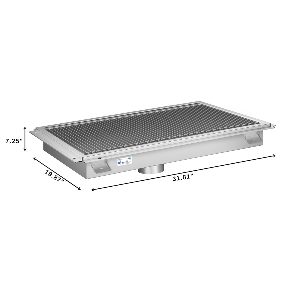 18" x 30" Stainless Steel Floor Trough Drain, 14-Gauge. Picture 1