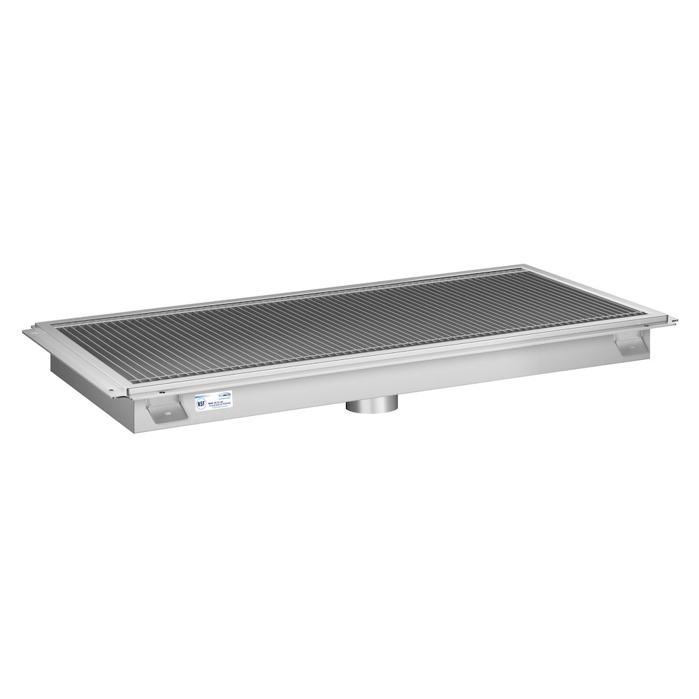 18" x 42" Stainless Steel Floor Trough Drain, 14-Gauge. Picture 1