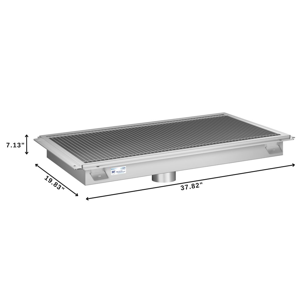 18" x 36" Stainless Steel Floor Trough Drain, 14-Gauge. Picture 1