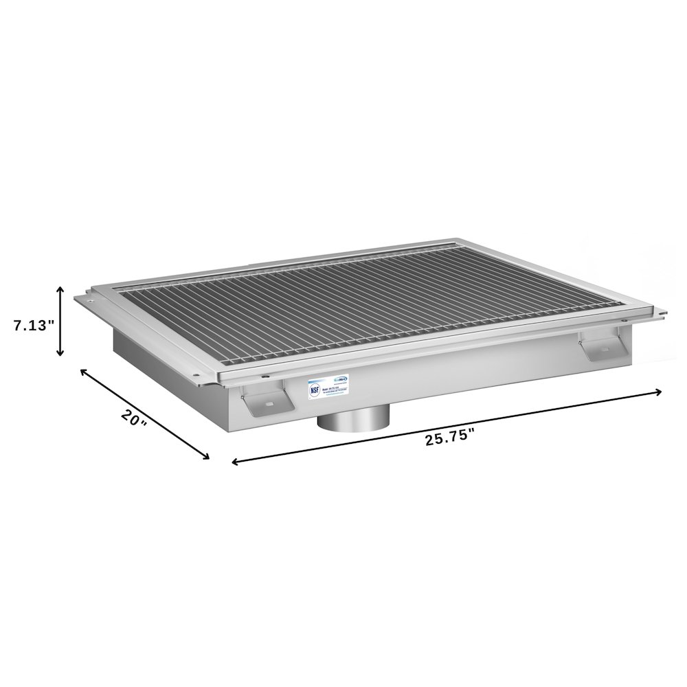 18" x 24" Stainless Steel Floor Trough Drain, 14-Gauge. Picture 1