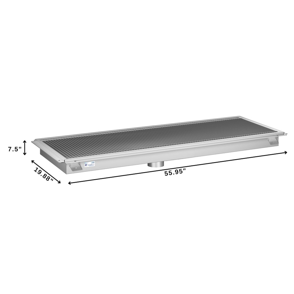 18" x 54" Stainless Steel Floor Trough Drain, 14-Gauge. Picture 1