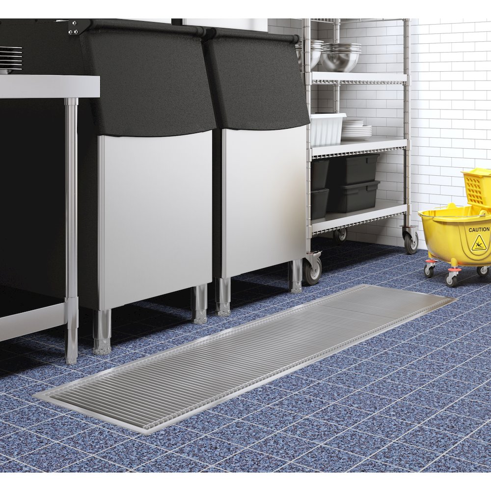 18" x 84" Stainless Steel Floor Trough Drain, 14-Gauge. Picture 2