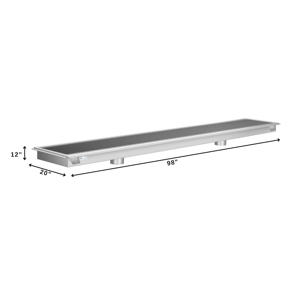 18" x 96" Stainless Steel Floor Trough Drain, 14-Gauge. Picture 1