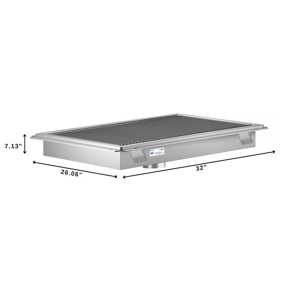 24" x 30" Stainless Steel Floor Trough Drain, 14-Gauge. Picture 1
