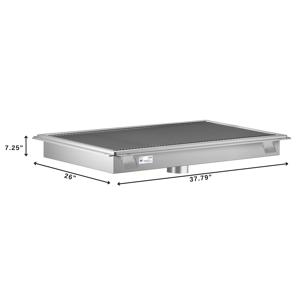 24" x 36" Stainless Steel Floor Trough Drain, 14-Gauge. Picture 1