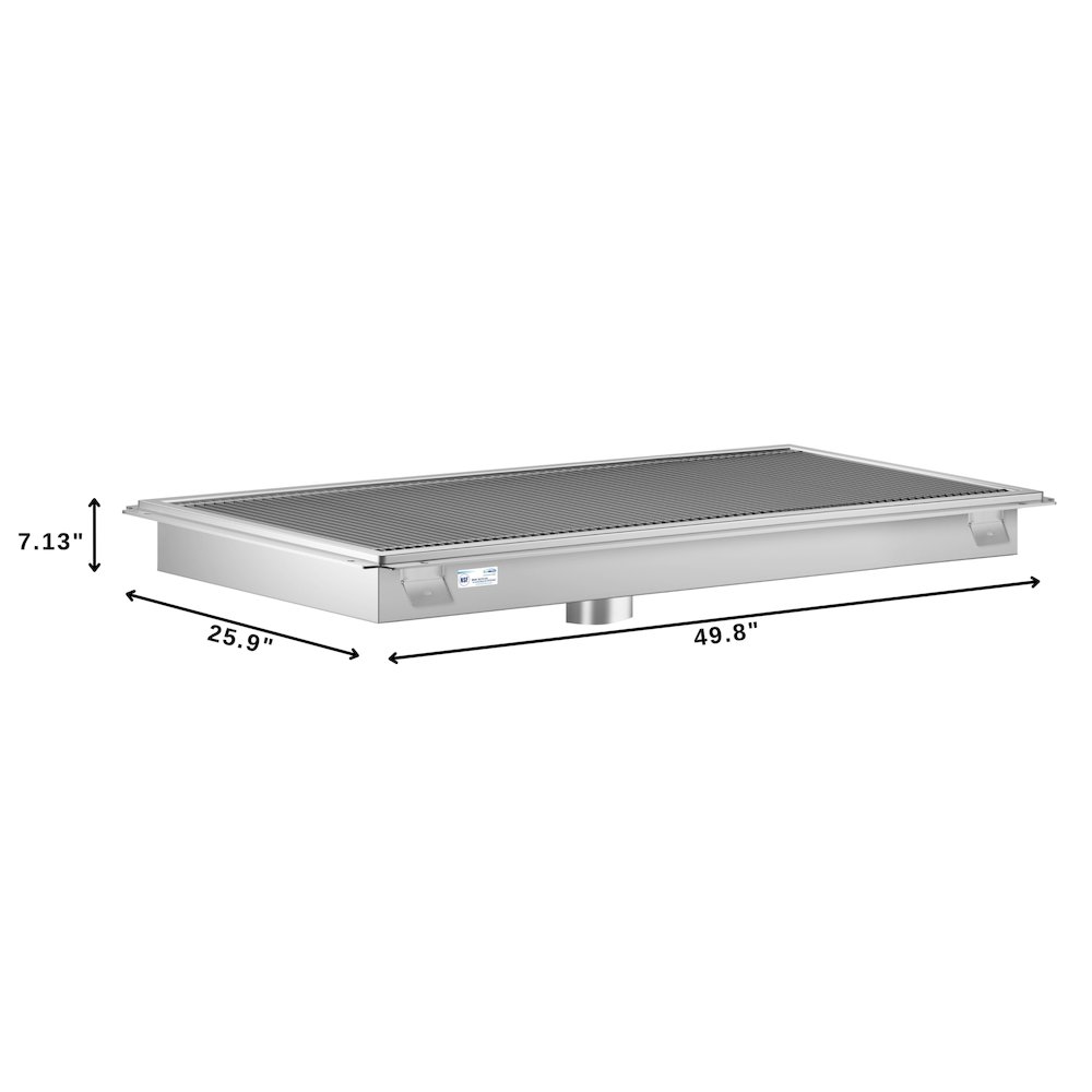 24" x 48" Stainless Steel Floor Trough Drain, 14-Gauge. Picture 1
