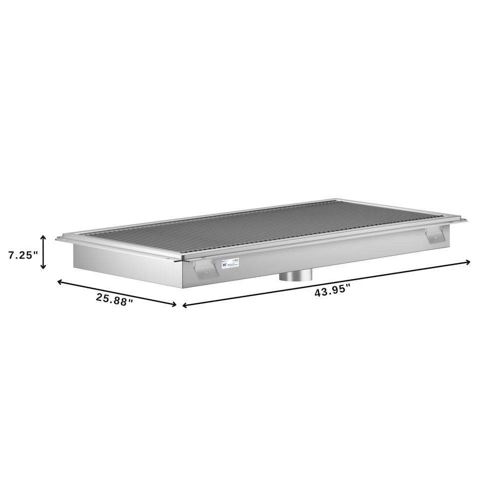 24" x 42" Stainless Steel Floor Trough Drain, 14-Gauge. Picture 1