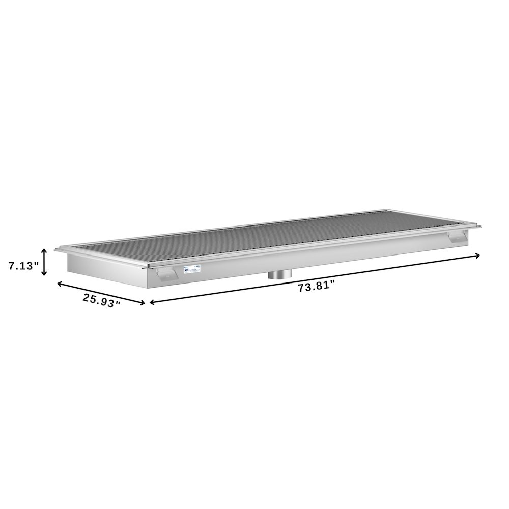 24" x 72" Stainless Steel Floor Trough Drain, 14-Gauge. Picture 1