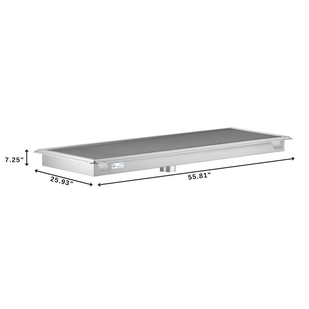 24" x 54" Stainless Steel Floor Trough Drain, 14-Gauge. Picture 1