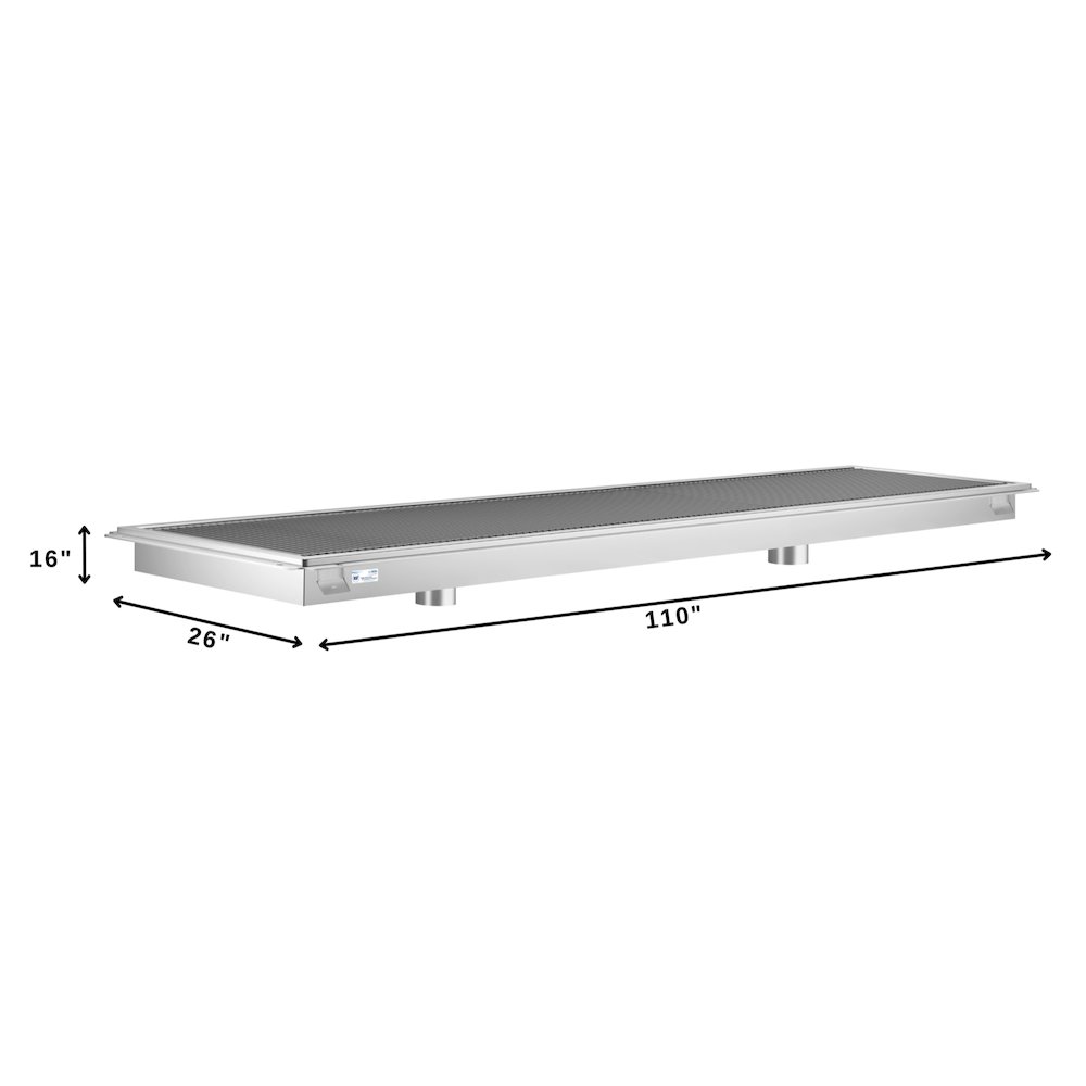 24" x 108" Stainless Steel Floor Trough Drain, 14-Gauge. Picture 1