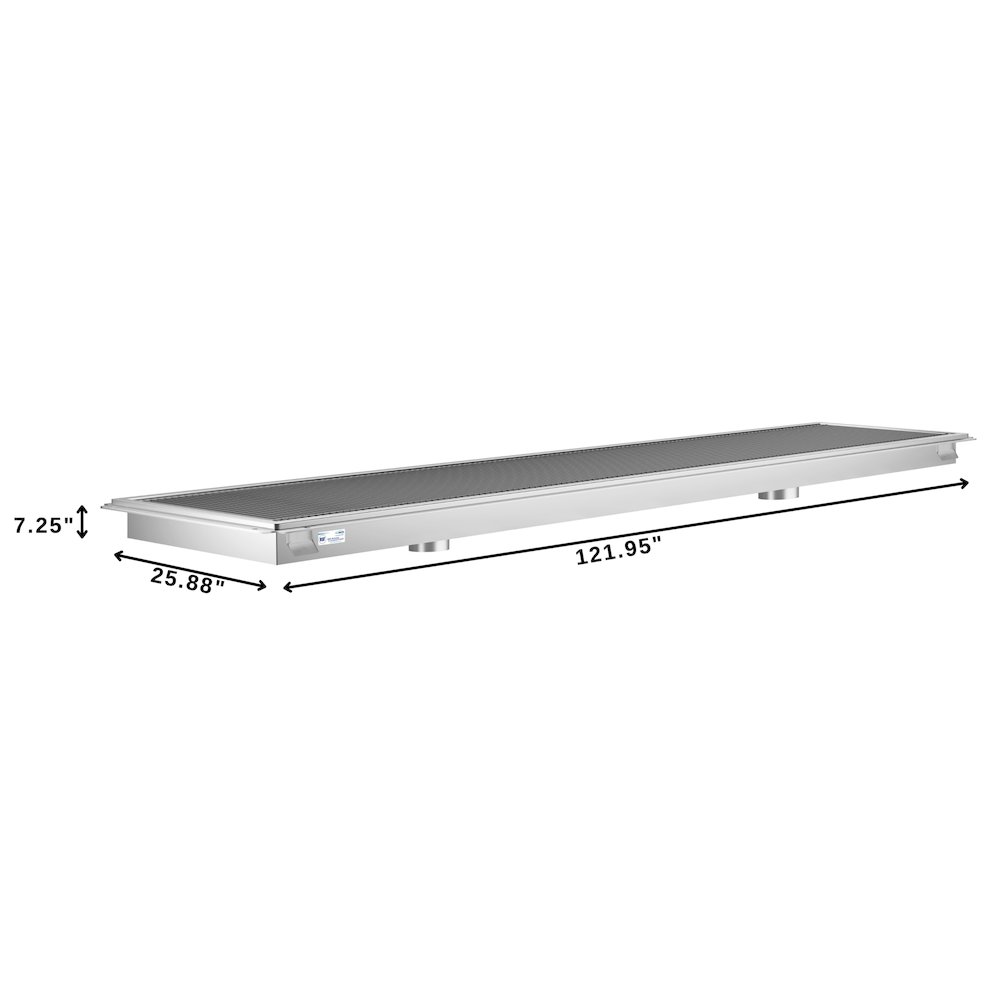 24" x 120" Stainless Steel Floor Trough Drain, 14-Gauge. Picture 1