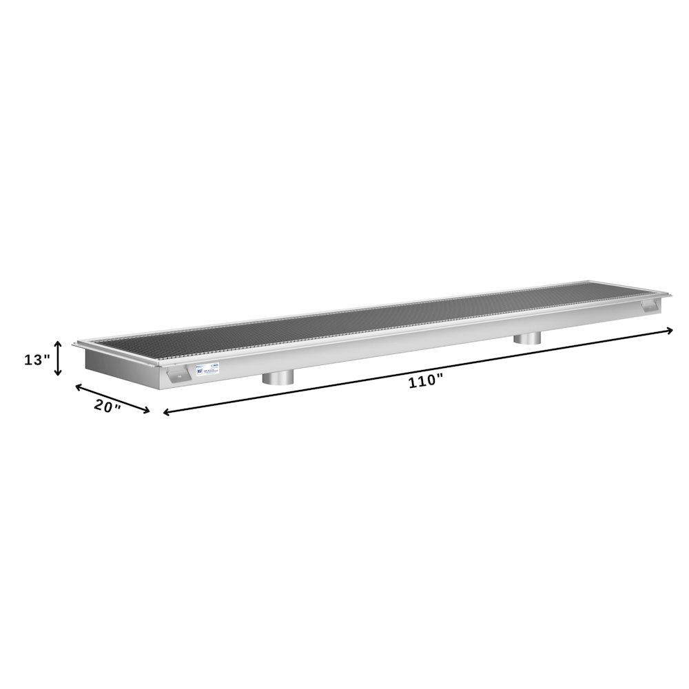 18" x 108" Stainless Steel Floor Trough Drain, 14-Gauge. Picture 1