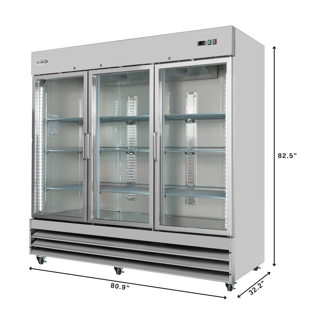 81 in. Three-Door Reach-In Refrigerator - 72 Cu Ft.. Picture 2