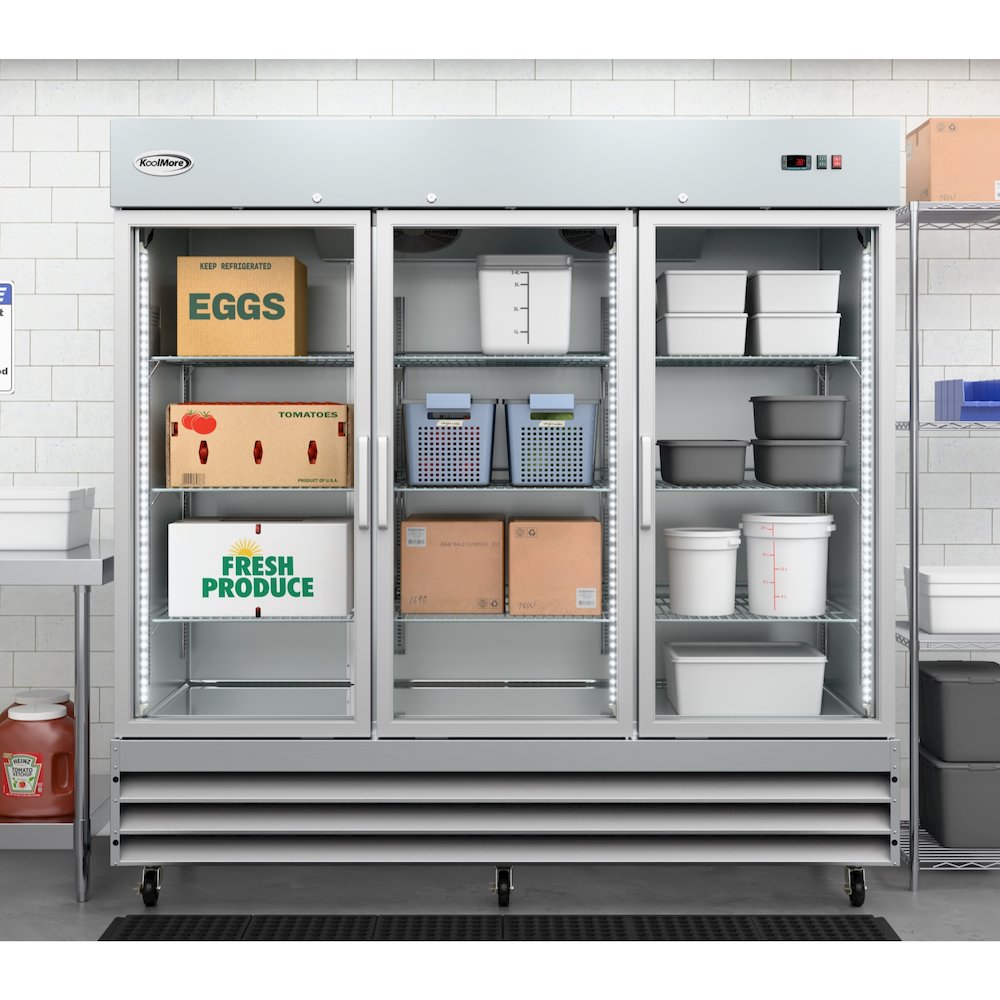 81 in. Three-Door Reach-In Refrigerator - 72 Cu Ft.. Picture 4