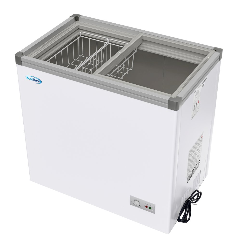 33 in. Flat Top Ice Cream Display Freezer, 7 cu. ft. Capacity in White. Picture 9