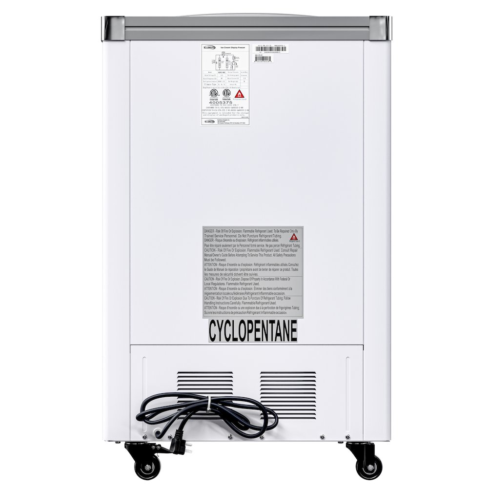 33 in. Flat Top Ice Cream Display Freezer, 7 cu. ft. Capacity in White. Picture 10