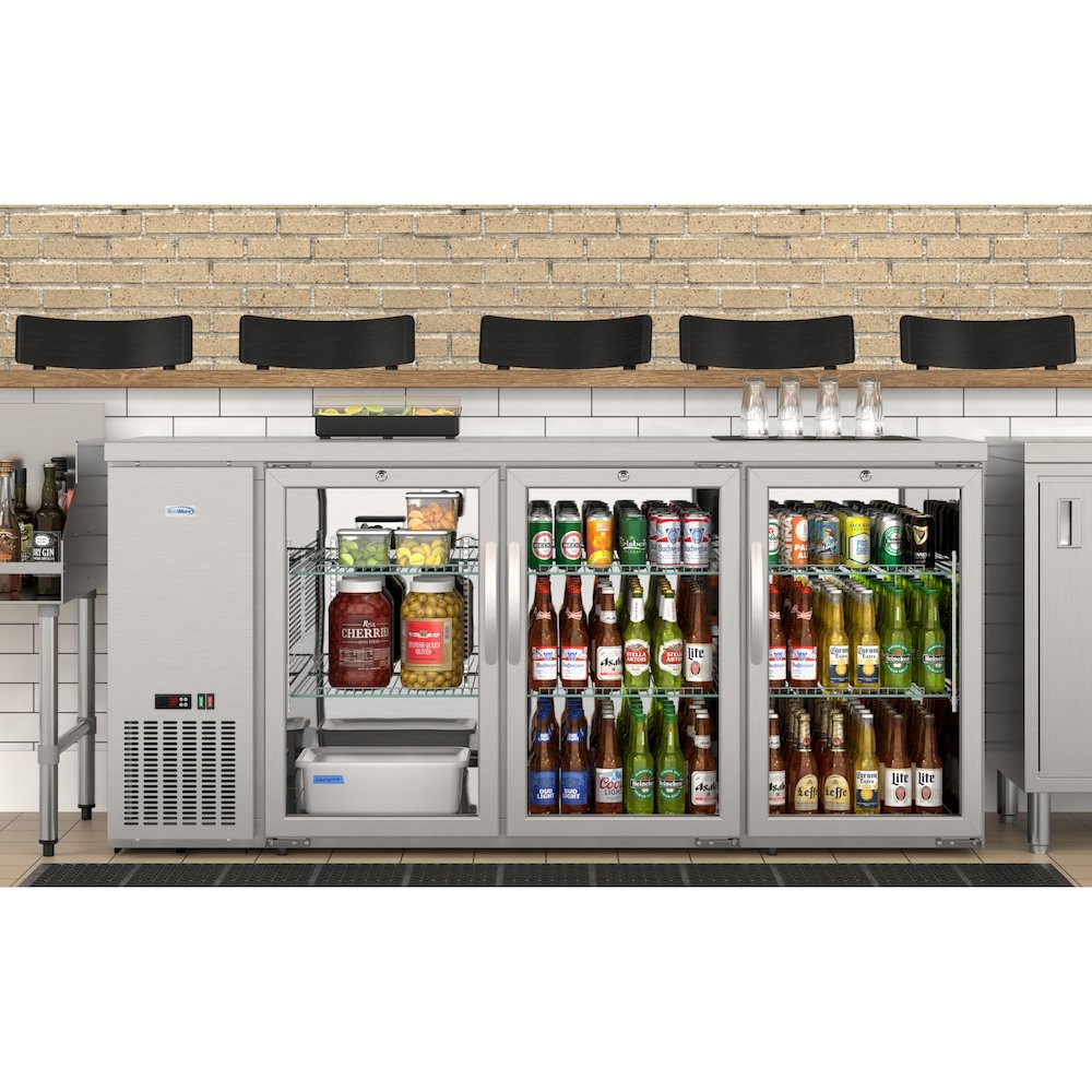 72 in. Three Glass Door Back Bar Cooler Refrigerator. Picture 4