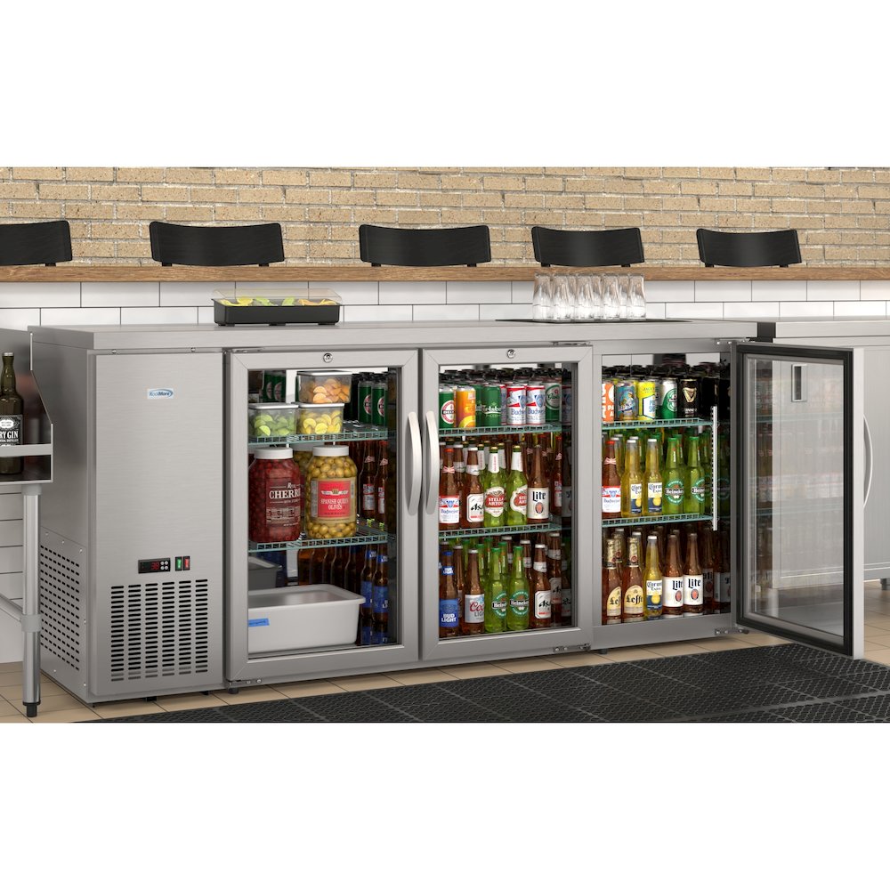 72 in. Three Glass Door Back Bar Cooler Refrigerator. Picture 5