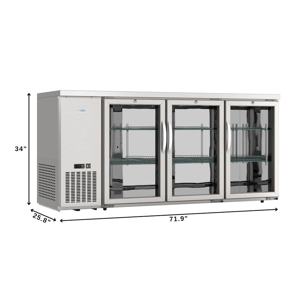 72 in. Three Glass Door Back Bar Cooler Refrigerator. Picture 2