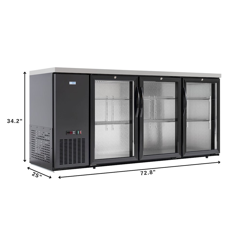 72 in. Three Glass Door Back Bar Cooler Refrigerator. Picture 2