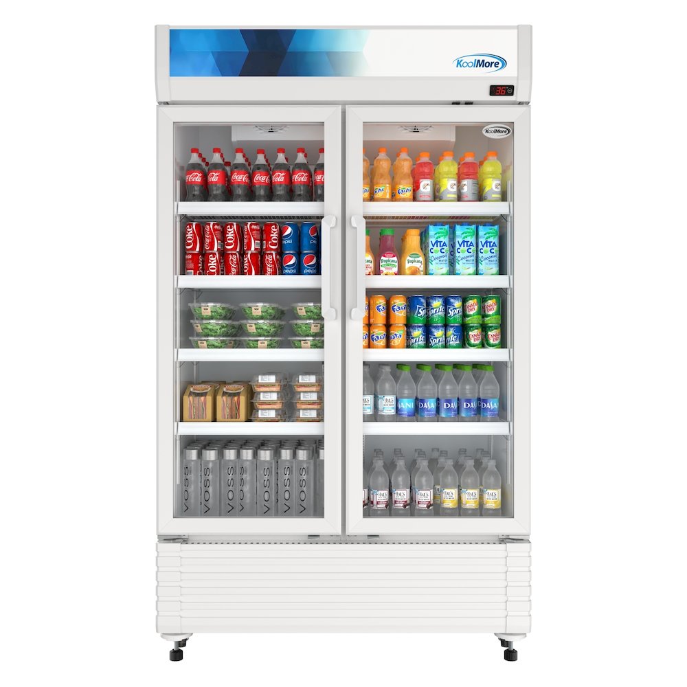 47 in. Commercial 2-Glass Door Merchandiser Refrigerator, 29 cu. ft. in White. Picture 3