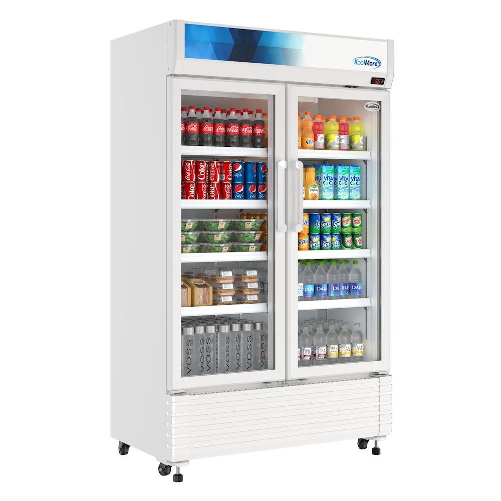 47 in. Commercial 2-Glass Door Merchandiser Refrigerator, 29 cu. ft. in White. Picture 1