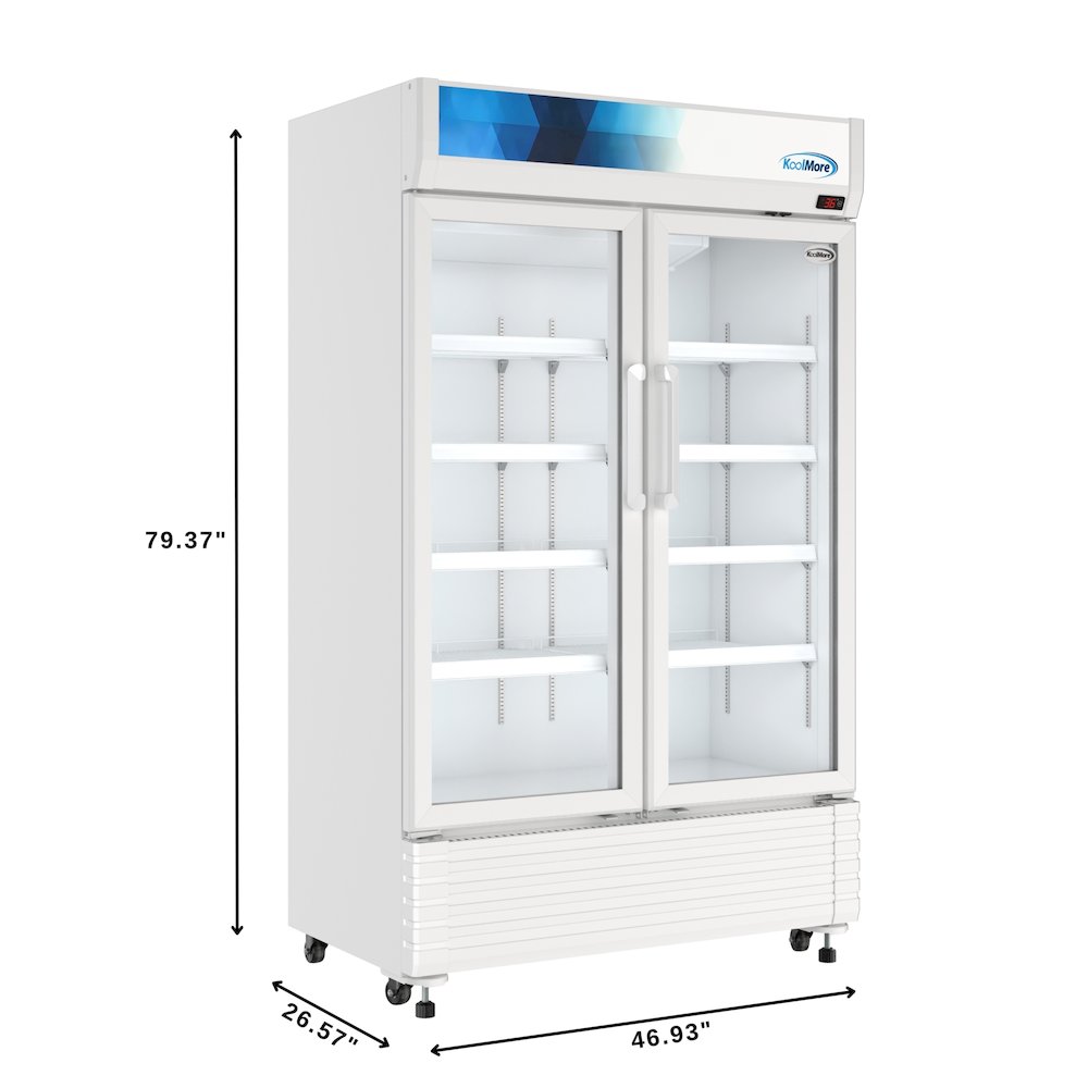 47 in. Commercial 2-Glass Door Merchandiser Refrigerator, 29 cu. ft. in White. Picture 2