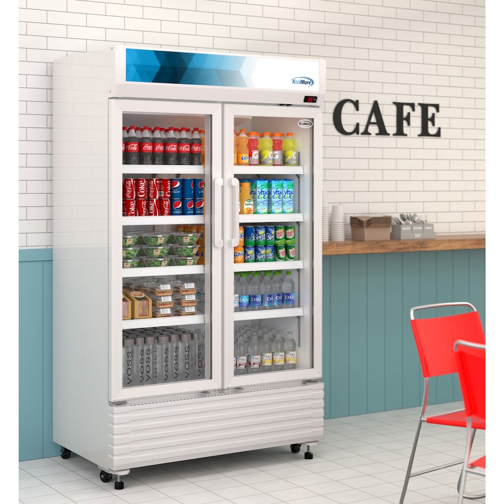 47 in. Commercial 2-Glass Door Merchandiser Refrigerator, 29 cu. ft. in White. Picture 5