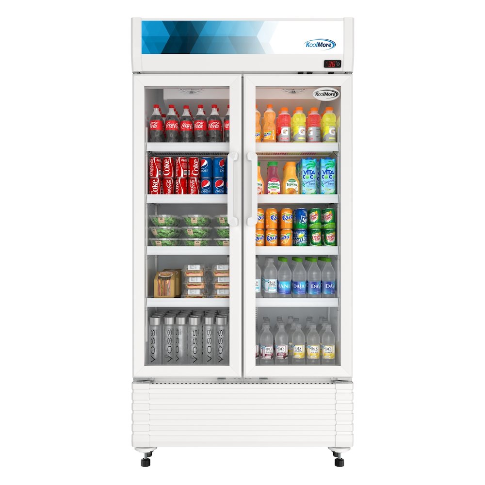 39 in. Commercial 2-Glass Door Merchandiser Refrigerator, 21.9 cu. ft. in White. Picture 3