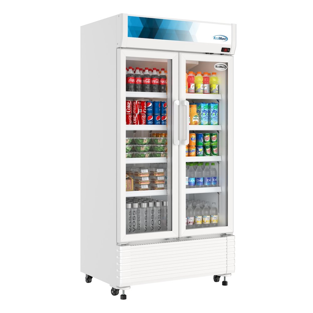 39 in. Commercial 2-Glass Door Merchandiser Refrigerator, 21.9 cu. ft. in White. Picture 1