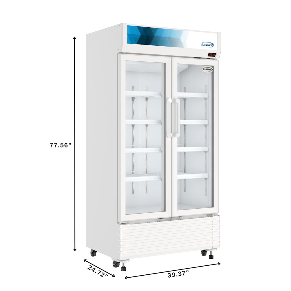 39 in. Commercial 2-Glass Door Merchandiser Refrigerator, 21.9 cu. ft. in White. Picture 2